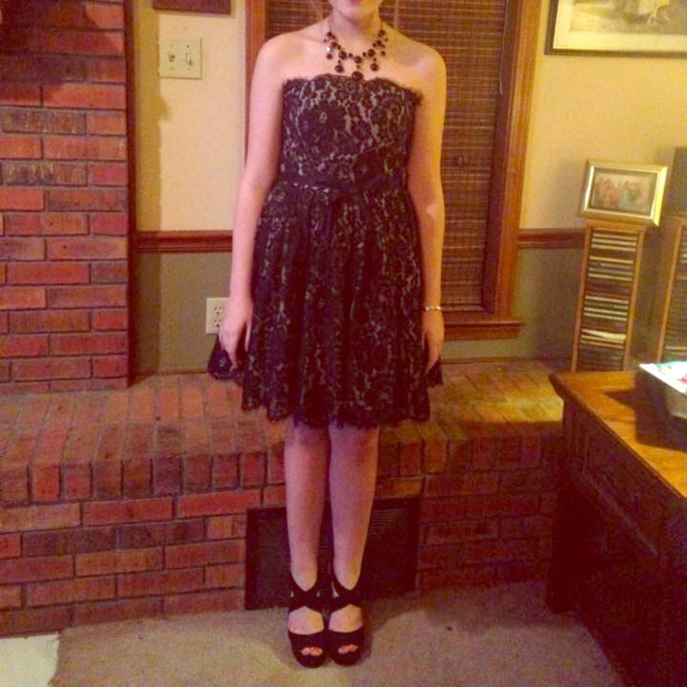 Neiman Marcus Black and Tan Formal Dress